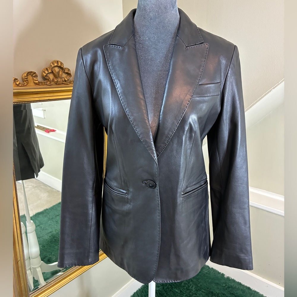 Brooks Brothers Small 100% Lambskin Leather Blazer Jacket
